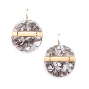 Lucite Disk Earring - Double Grey / Gold